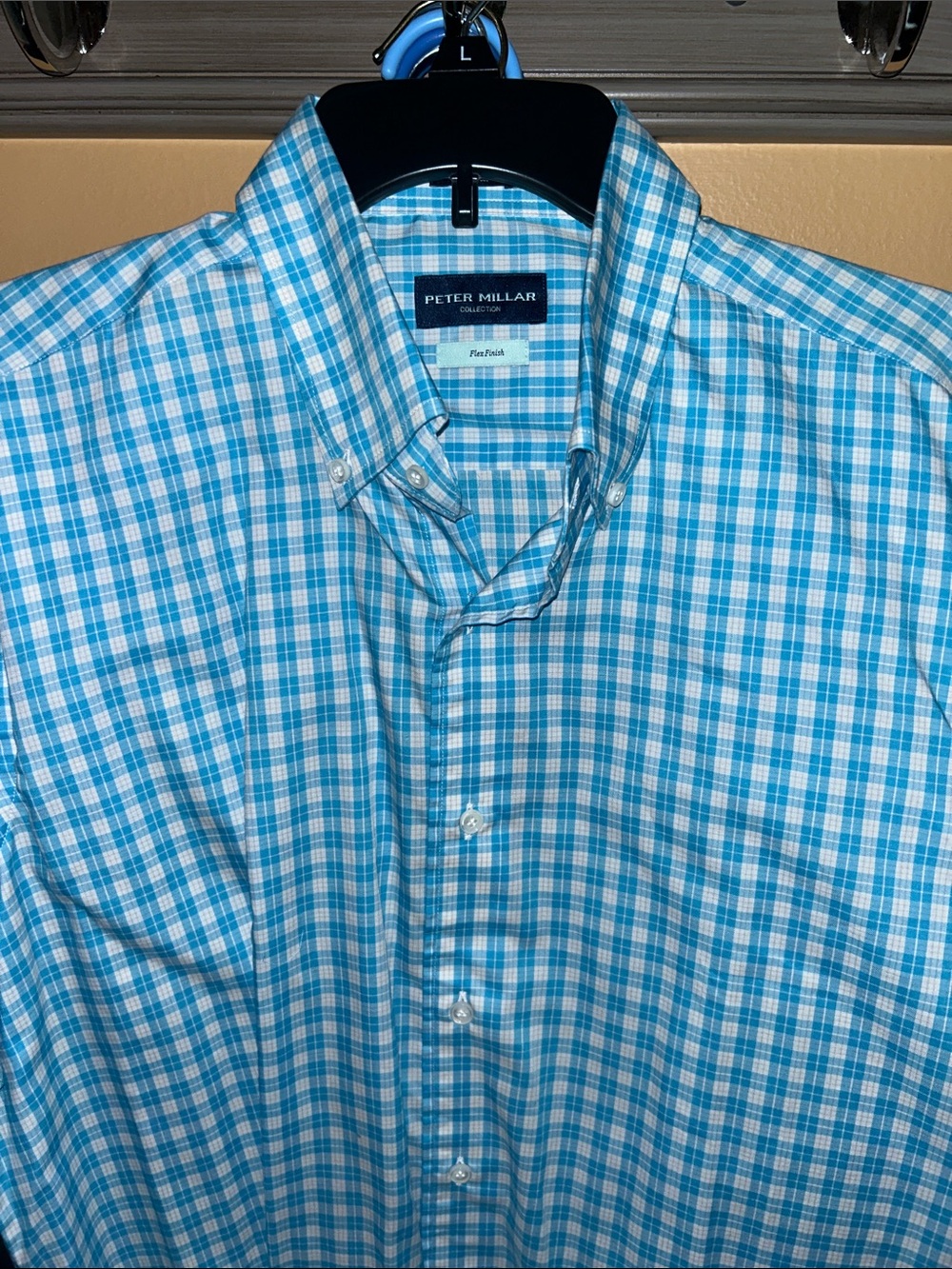 Peter Millar Blue Plaid Button-Down Men's Shirt NWT Sz L